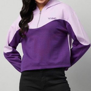 Newest Design Fashion Style Sexy <b>Crop</b> <b>Top</b> Hoodie for Women Latest Design Long Sleeve <b>Crop</b> <b>Top</b> Hoodie - Product Image 5