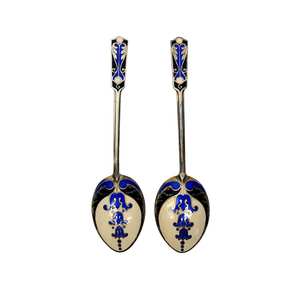 Juego de 2 cucharas de boda de acero inoxidable con diseño esmaltado multicolor de la India, ideal para utensilios de cocina, suministros de cocina de mesa - Product Image 1