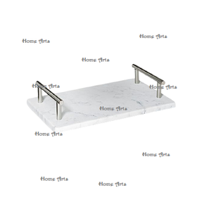 Bandeja de mármol para servir té y café con asas de hierro Bandeja para servir alimentos de último diseño para uso en restaurante doméstico - Product Image 1