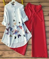 Atasan Kerja Wanita Motif Cetak Warna-warni Gaya Barat Bahan Viscose, Desainer Tren Festival, Grosir Gaya India Alphanumero