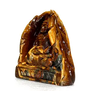 Comprar Ojo de Tigre Buda cueva tallada decoración del hogar hermosa escultura de piedra Cristal Tallado Buda hacer en la India