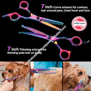 Ciseaux de toilettage en acier inoxydable pour animaux de compagnie, matériel de qualité supérieure, à bords tranchants, avec peigne, ensemble de 5 pièces, nouveauté - Product Image 5