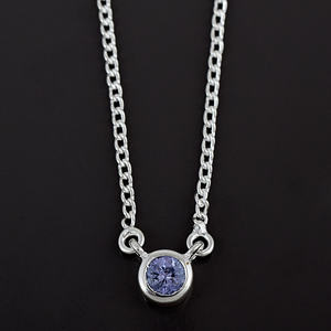 Collier Pendentif Luxe Simple en Argent Sterling 925 avec Tanzanite Naturelle Ronde Tendance pour Femmes et Filles – Bijoux de Mariage - Product Image 2