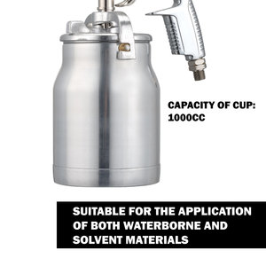 Pistolet de pulvérisation à aspiration LEMATEC LE-100MPS, buse de 1,6 mm, gobelet de 1000 cc pour la retouche automobile - Product Image 3