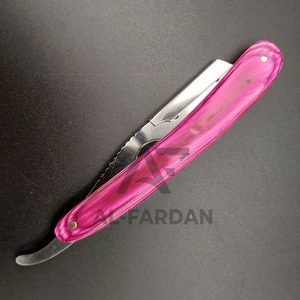 Manche en bois de couleur rose prix de gros en acier inoxydable lame unique logo personnalisé salon de coiffure utiliser rasoir de rasage droit - Product Image 5