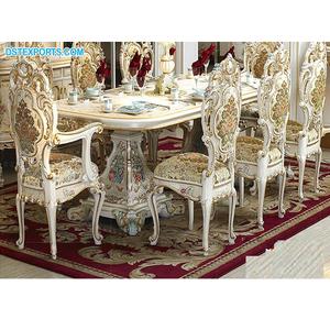 Ensemble de meubles de salle à manger en teck sculpté de style italien - Ensemble de salle à manger luxueux et élégant pour la maison - Product Image 1