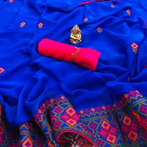 Georgette Séquence Broderie Travail Saree Avec Chemisier Pièce Indienne Partie Porter Dames Femmes Porter Sari Pas Cher Bas Prix En Gros ApparelGarment - Product Image 1