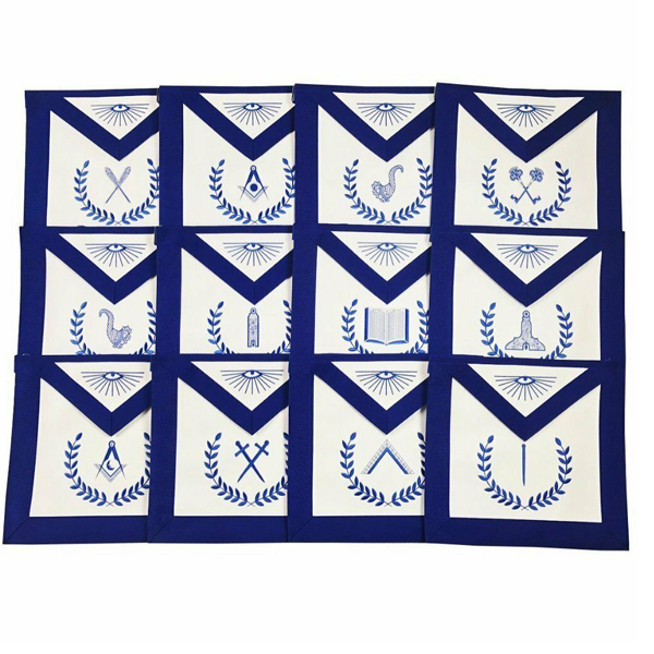 Фартук для офицеров с машинной вышивкой Masonic Blue, 12 шт., фартук мастера Masonic last Master, серебряная синяя шелковая окантовка с воротником