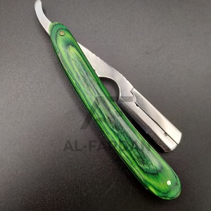 Maquinilla de afeitar recta Manual de peluquero, mango de madera Pakka con hoja de un solo borde cambiable de acero inoxidable, maquinilla de afeitar para hombres - Product Image 2