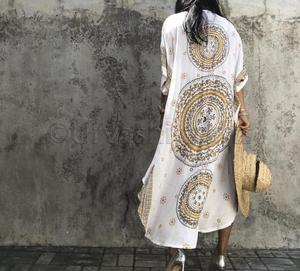 Cárdigan bohemio holgado de verano con manga larga para mujer, chaqueta estampada para playa, estilo Kimono - Product Image 4