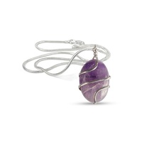 Pendentif en pierre d'améthyste enveloppée de cristaux, pierre de guérison, en fil d'améthyste de haute qualité, prix abordable