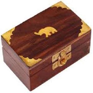 Juego de artículos de regalo de madera antigua de 2 Caja de joyería de almacenamiento de madera dura de elefante grabado decorativo de Calvin Handicraft - Product Image 1