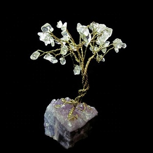 Árbol de la vida en miniatura Natural, Gema de bonsái con cristal de cuarzo transparente y amatista, decoración de cristal curativo para regalos de decoración - Product Image 2