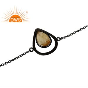 Hermosa Pulsera de Piedras Preciosas de Rutilo Dorado, Pulsera de Diseñador de Plata 925 Chapada en Rodio al por Mayor, Joyería de Colección Clásica - Product Image 2