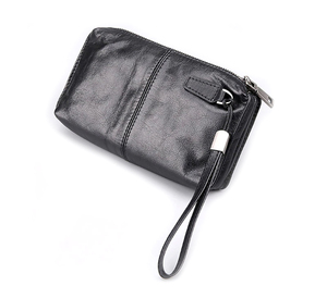Pochette en cuir souple pour homme, mini sac à main rétro décontracté, Long portefeuille avec première couche en cuir pour téléphone portable, sac à main vintage - Product Image 1