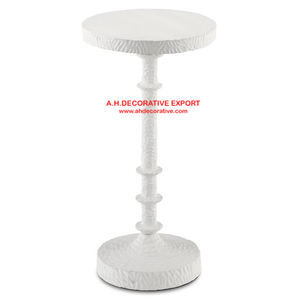 Table d'appoint haute martelée en aluminium pour la décoration de la maison Table décorée de salon de luxe revêtue de couleur blanche - Product Image 1