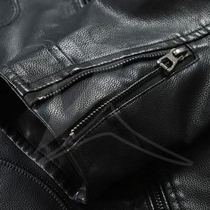 Veste en cuir de moto slim délavée d'hiver, design personnalisé, haute qualité, décontractée, pour homme, grande taille, fermeture éclair - Product Image 3