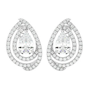 Pendientes de oro blanco puro de 10K con diamantes reales Pendientes de diamantes elegantes a la venta - Product Image 1