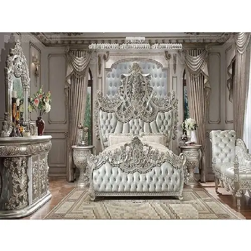 luxury bed silver for bedroom set