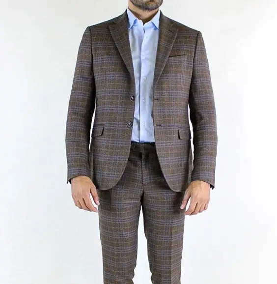 Premium quality tailoring made in Italy check pattern suit for Dandy style