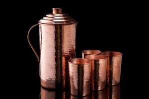 High Quality king International Pure <b>Copper</b> Hammered Water Pitcher Jug with Handle Manufacturer and Supplier From India - Product Image 6