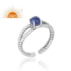 Prong <b>Set</b> Blue Aventurine Ring Gemstone Jewelry Wholesale Oxidized 925 Sterling Silver Designer Ring Vintage Collection - Product Image 2
