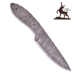 Couteau de chasse damas skinner lame vierge fait à la main 8 pouces de haute qualité avec gaine en cuir camping - Product Image 4