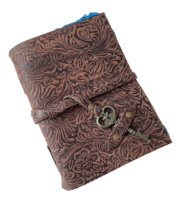 Carnet de notes en cuir véritable antique, Journal des Ombres, unisexe, neuf, bleu, papier non ligné à bords festonnés, 100 pages vierges