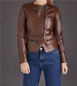 Veste marron en peau d'agneau véritable unisexe avec fermeture éclair, disponible en toutes les couleurs, fabriquée au Pakistan - Product Image 1