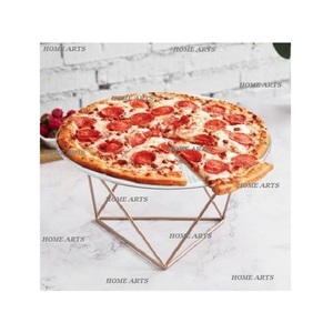 Soporte de exhibición de pizza de hierro de la mejor calidad Diseño admirable Soporte de exhibición de pizza de color oro rosa de Home Arts - Product Image 3