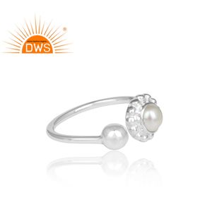 Bague à motif Floral en argent Sterling, goutoire en pierre précieuse, Cabochon de perles, fournitures de bijoux - Product Image 3