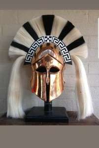 Casco Medieval de latón para hombre, accesorio de cabeza completa con aspecto único, estilo griego, con pantalla decorativa - Product Image 3