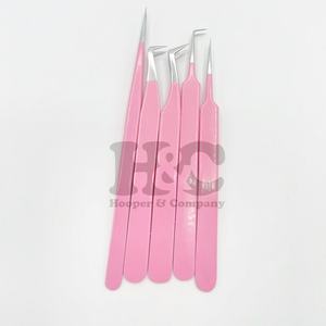 Pince à épiler personnalisée en acier inoxydable rose pour bébés pince à épiler Volume Type de pointe Logo pince à cils emballage et logo vison - Product Image 1