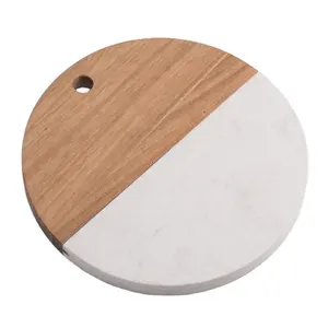 Best Selling round shape marble and wooden chopping board and cutting board customized chopping block at low price
