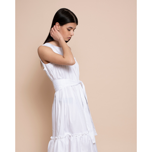 Abito casual da donna senza maniche SM Italian di alta qualità, colore rosso intenso, scollo rotondo con cintura, ideale per tutto il giorno. - Product Image 5