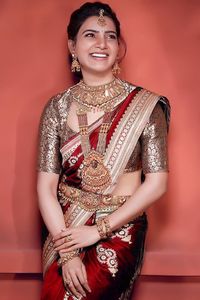 Lujo listo para usar fiesta para llevar mujeres indias con diseñador llano rojo tradicional Crape seda Saree ropa - Product Image 2