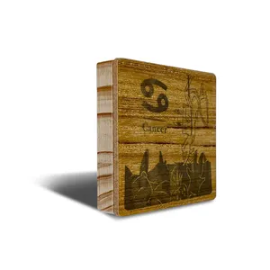 Teak Wood Stainless Steel 3 in 1 Mobile Phone <b>Holder</b> Stand Cancer Zodiac Phone Stand - Product Image 1