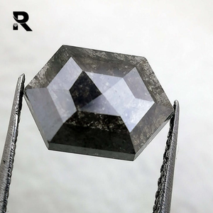 Maillot de bain en forme hexagone de 1.24 carats, dos de sel et de poivre en vrac, rose naturelle découpée, diamant fait pour bijoux uniques - Product Image 2