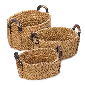 Wholesale handmade woven natural water hyacinth storage basket, decorative basket from Vietnam