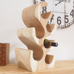 Acacia Wood-Textured 6-Bottle Wine Rack <b>PC</b> Cooler <b>Stand</b> for Bar Restaurant Hotel or Home Decor Wine Bottle Holder <b>Stand</b> - Product Image 2
