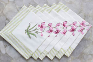 Floral Hand Block Print Indian Cotton Floral Table Mats & Napkin Set of 6 Napkins & 6 Mats - Product Image 6