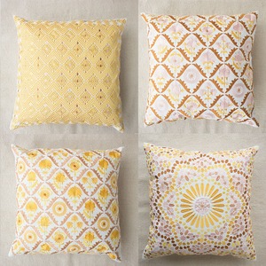 Funda de cojín con bordado geométrico de alta calidad, 18x18 pulgadas, de algodón, personalizada - Product Image 3
