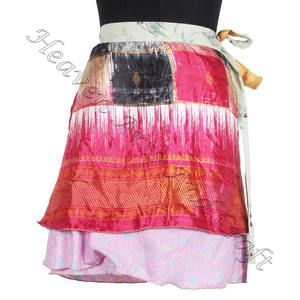Mini jupes en soie pour femmes, style indien, Sari, à enrouler - Product Image 4