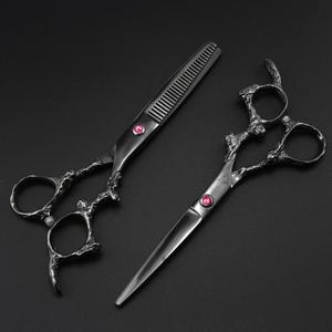 Juego de 4 tijeras de peluquero de acero inoxidable con mango de dragón, tijeras de adelgazamiento y corte de pelo, uso en salón, maquinilla de afeitar certificada CE - Product Image 5