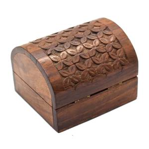 Caja clásica de madera con acabado hueco curvo a mano con tapa con bisagras cajas de madera y bambú caja de embalaje y almacenamiento en el hogar marrón - Product Image 5
