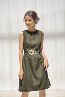 Fabricante OEM/ODM, Vestido Casual Corto con Cierre y Bordado Floral Primaveral, Tejido Natural 100% Poliéster, Corte en A, para Mujer, con Logotipo Personalizado