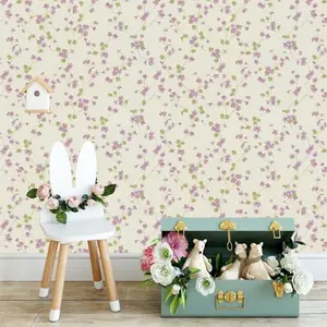 Modern Country Style Cute Beautiful Flower PVC Wallpaper Kitchen Living Room
