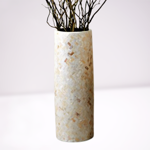 Mother of Pearl Flower <b>Vase</b> for Dry Flower <b>White</b> Color Mosaic Design for <b>Floor</b> Living Room Home Hotel Restaurant Tradnary - Product Image 1