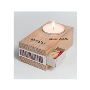 Porte-bougie en bois de qualité supérieure, prix raisonnable, forme de demi-lune, design merveilleux, porte-bougie en bois fait à la main - Product Image 3