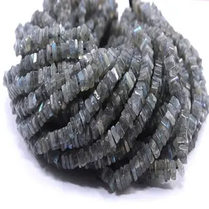 16"Long Natural Labradorite Gemstone Smooth Heishi Beads Size 4-4.5 MM Crystal Healing Blue Fire Stone Wholesale